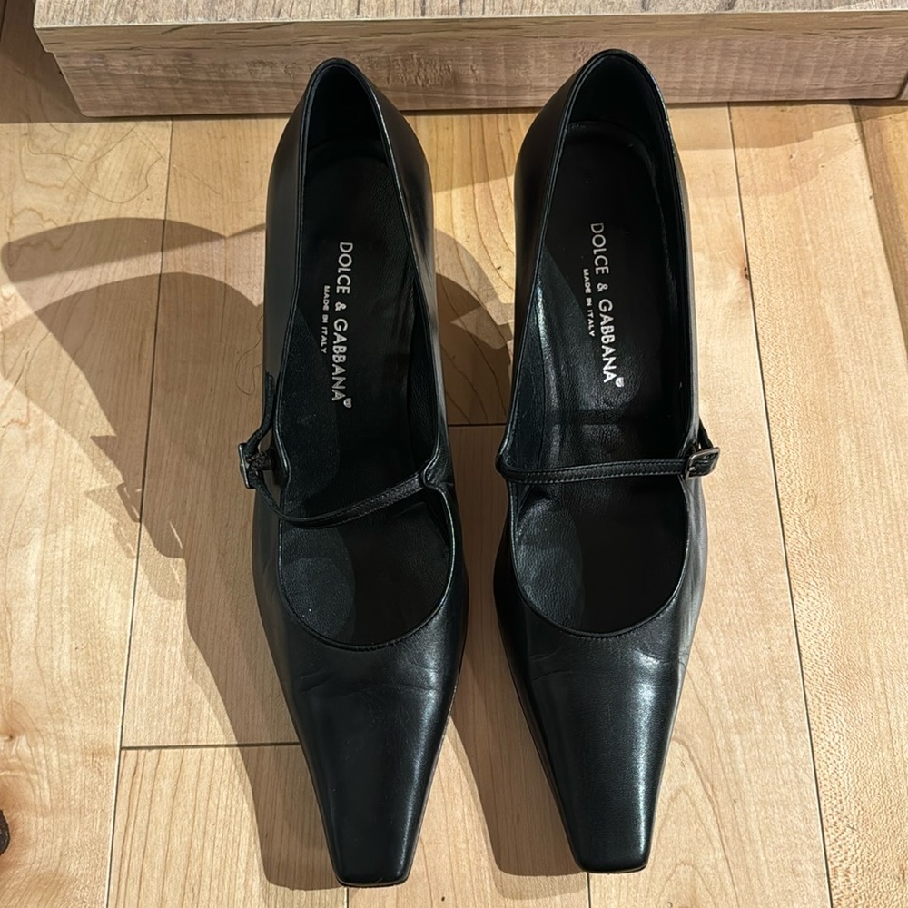 Dolce & Gabbana Black Leather Mary Jane Heels